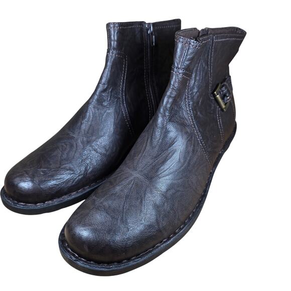 New Nikki Star Ankle Boots Brown Leather Crinkle 68739 Size 12 Womens - Picture 2 of 11